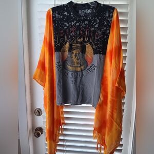 Upcycled AC/DC Graphic Tee Poncho